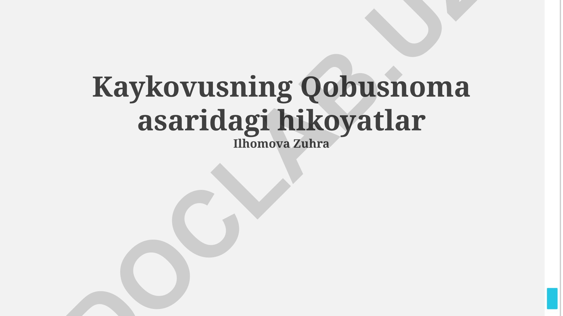 Kaykovusning Qobusnoma asaridagi hikoyatlar tahlili