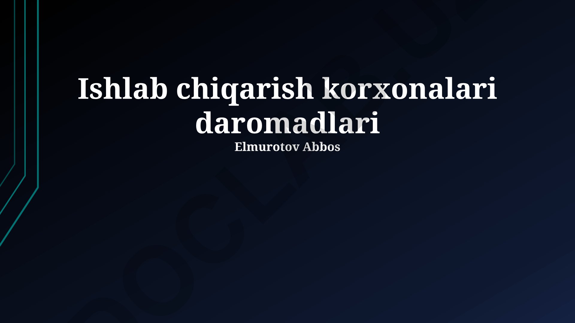 Ishlab chiqarish korxonalari daromadlari tahlili va prognozlash