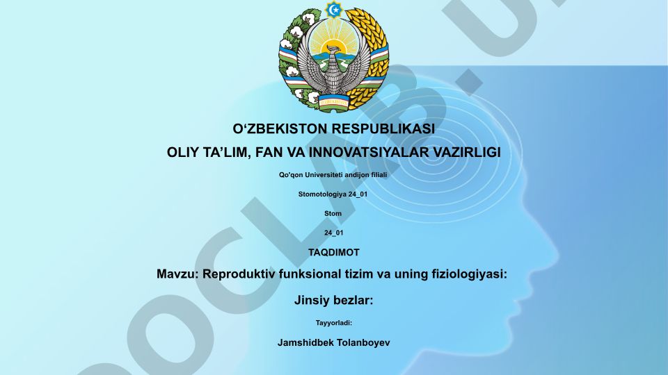 Reproduktiv funksional tizim va uning fiziologiyasi: Jinsiy bezlar