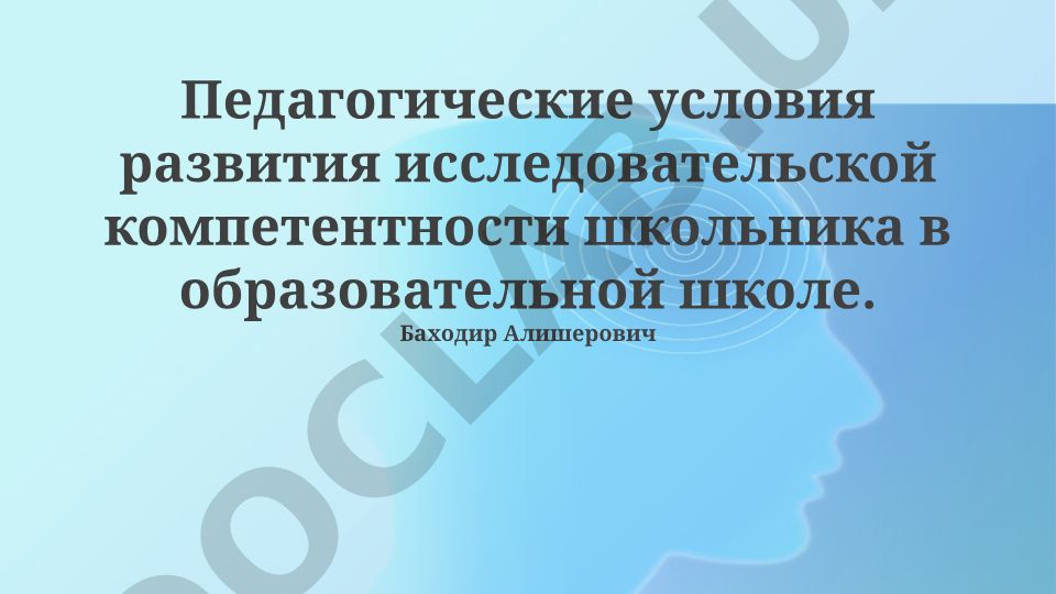 Педагогические условия развития исследовательской компетентности школьника