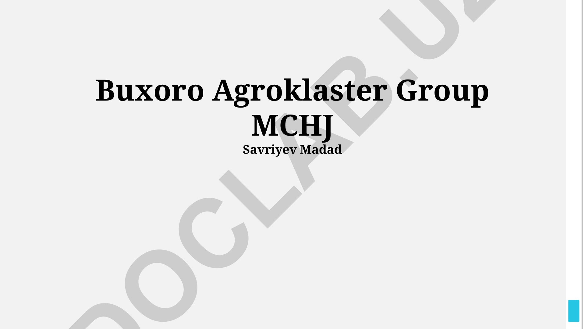 Buxoro Agroklaster Guruhi MCHJ faoliyati va rivojlanishi