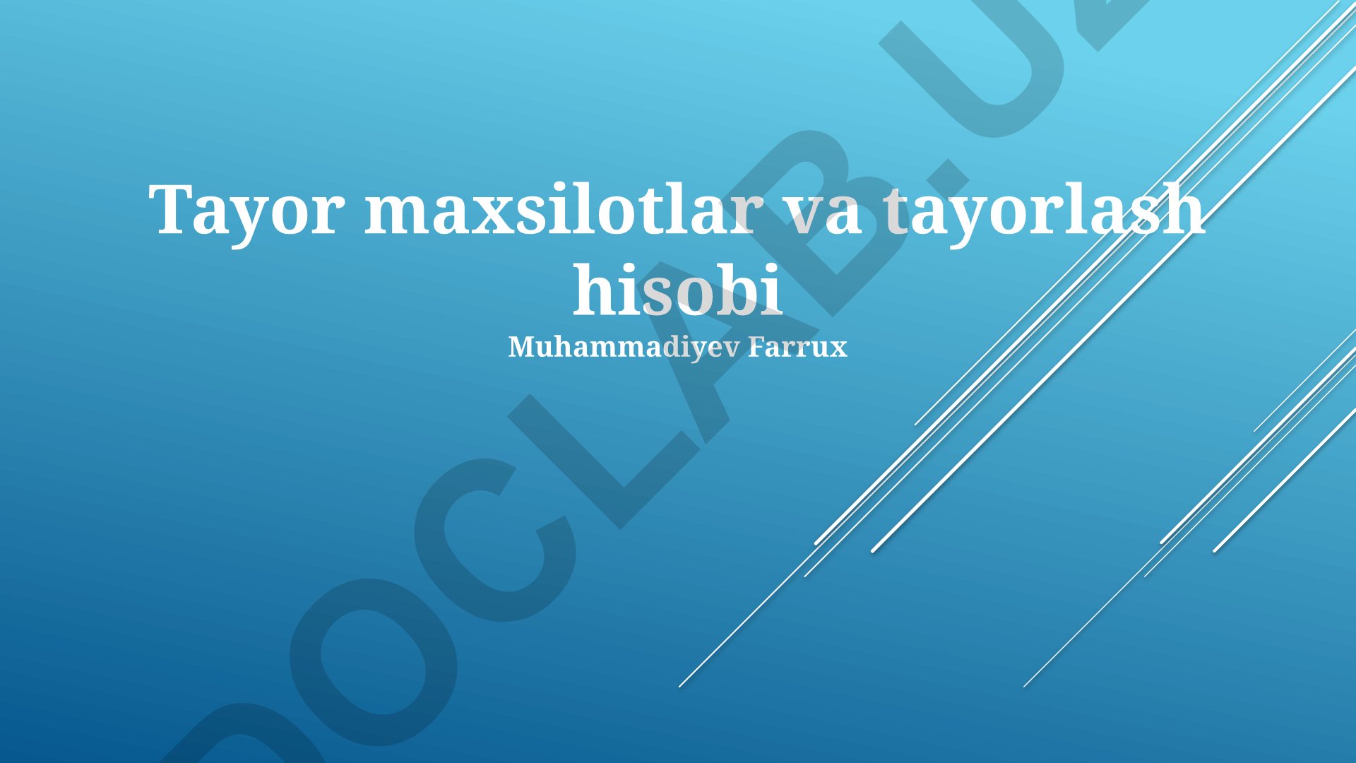 Tayyor mahsulotlar va ishlab chiqarish hisobi