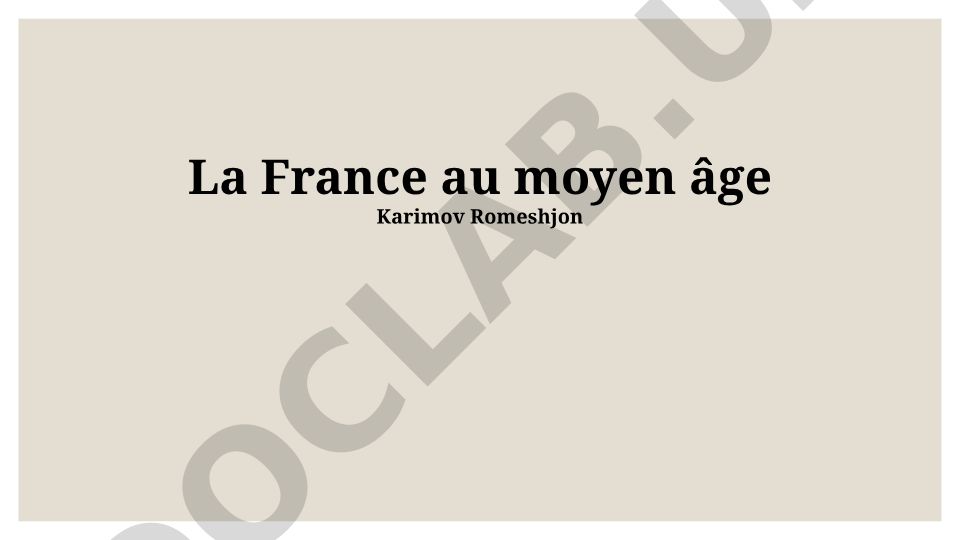 La France au moyen âge