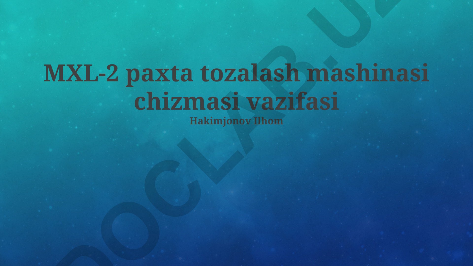 MXL-2 paxta tozalash mashinasi chizmasi va texnik xususiyatlari