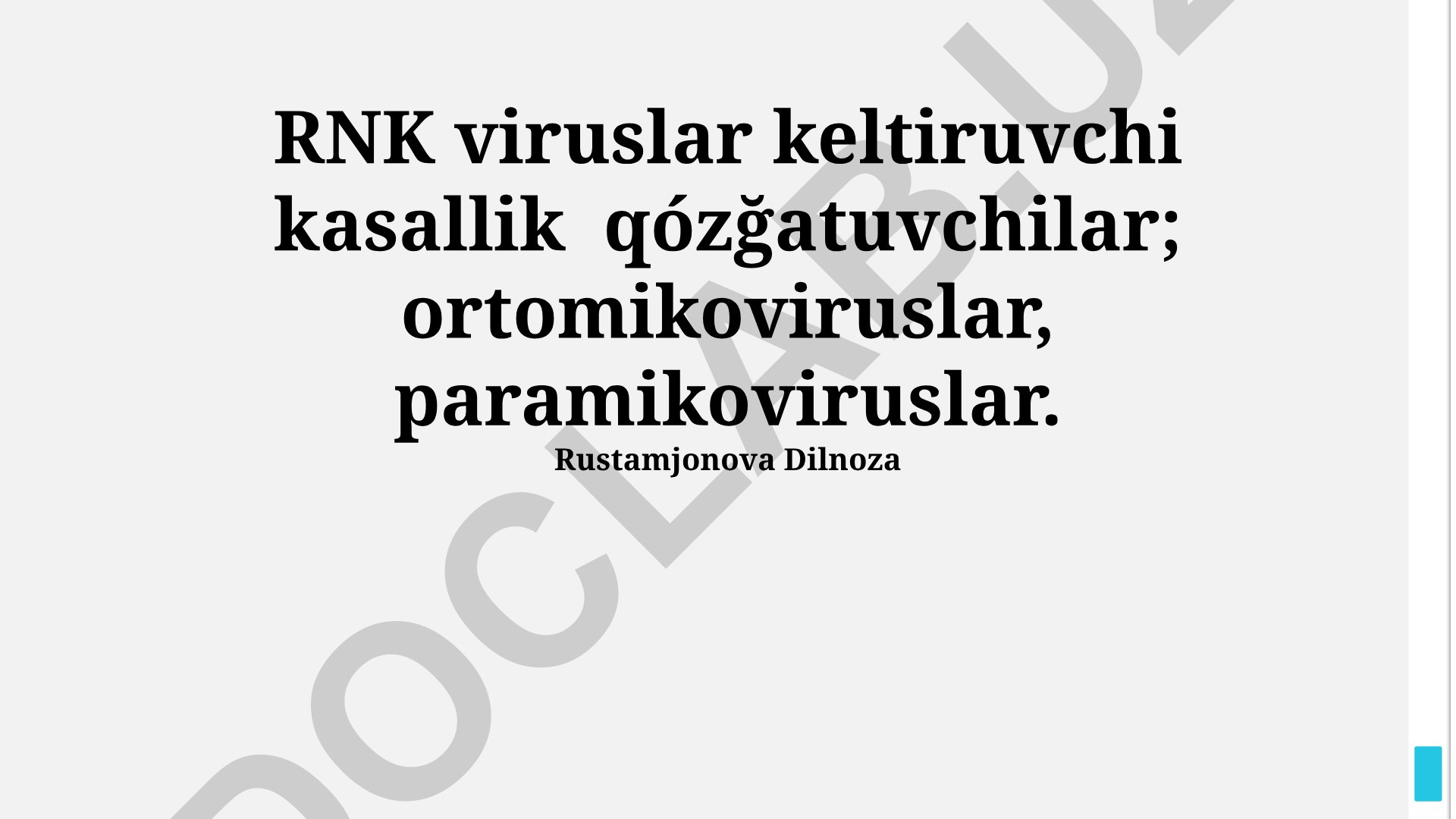 RNK viruslar keltiruvchi kasallik qo'zg'atuvchilar: ortomikoviruslar va paramikoviruslar