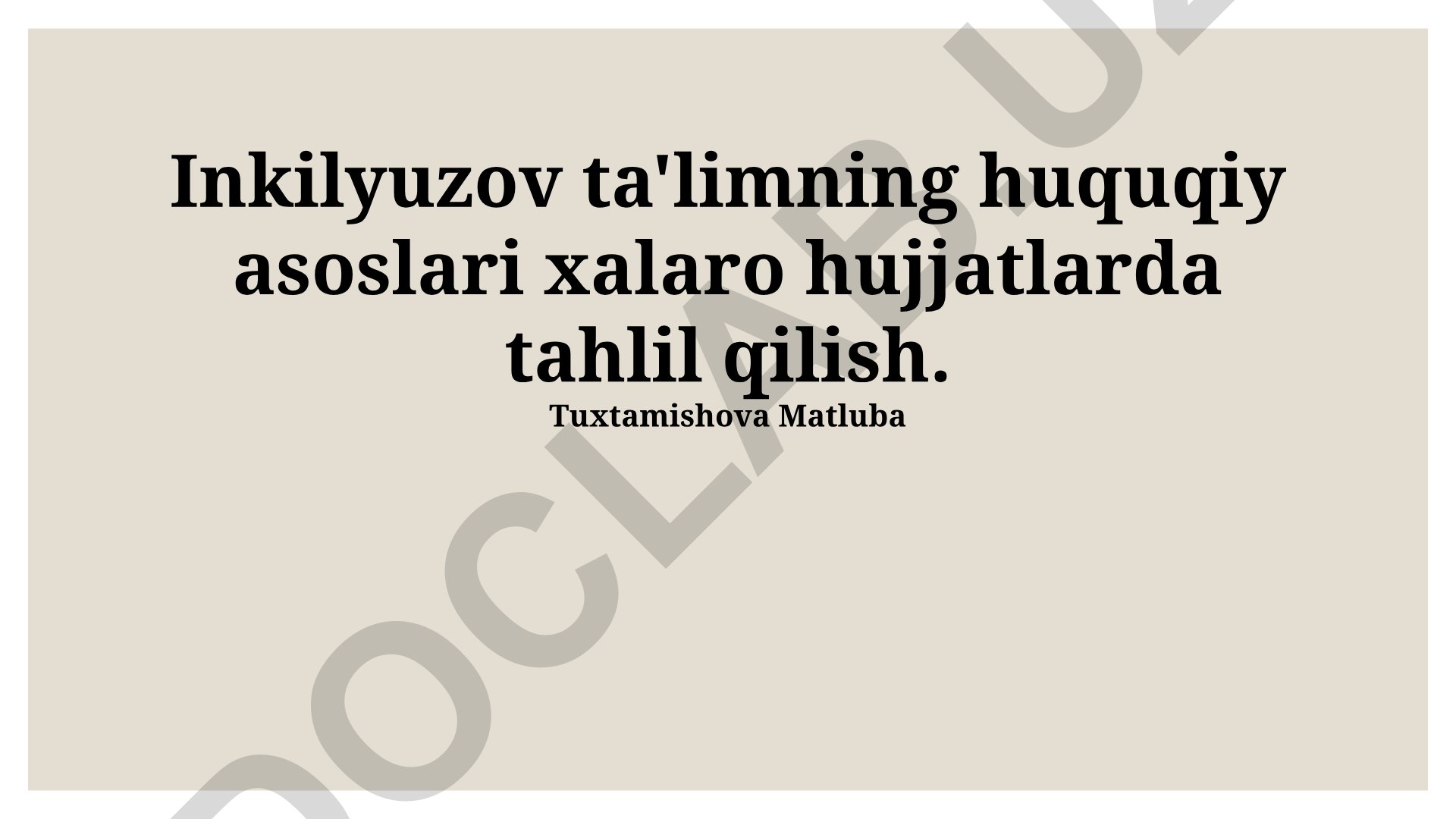 Inklyuziv ta'limning xalqaro huquqiy asoslari va normalari