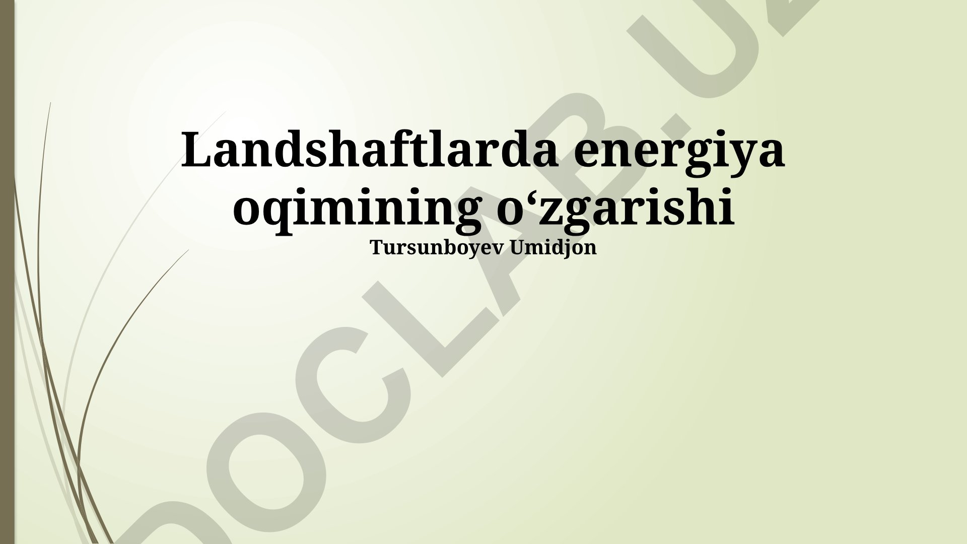 Landshaftlarda energiya oqimining oʻzgarishi