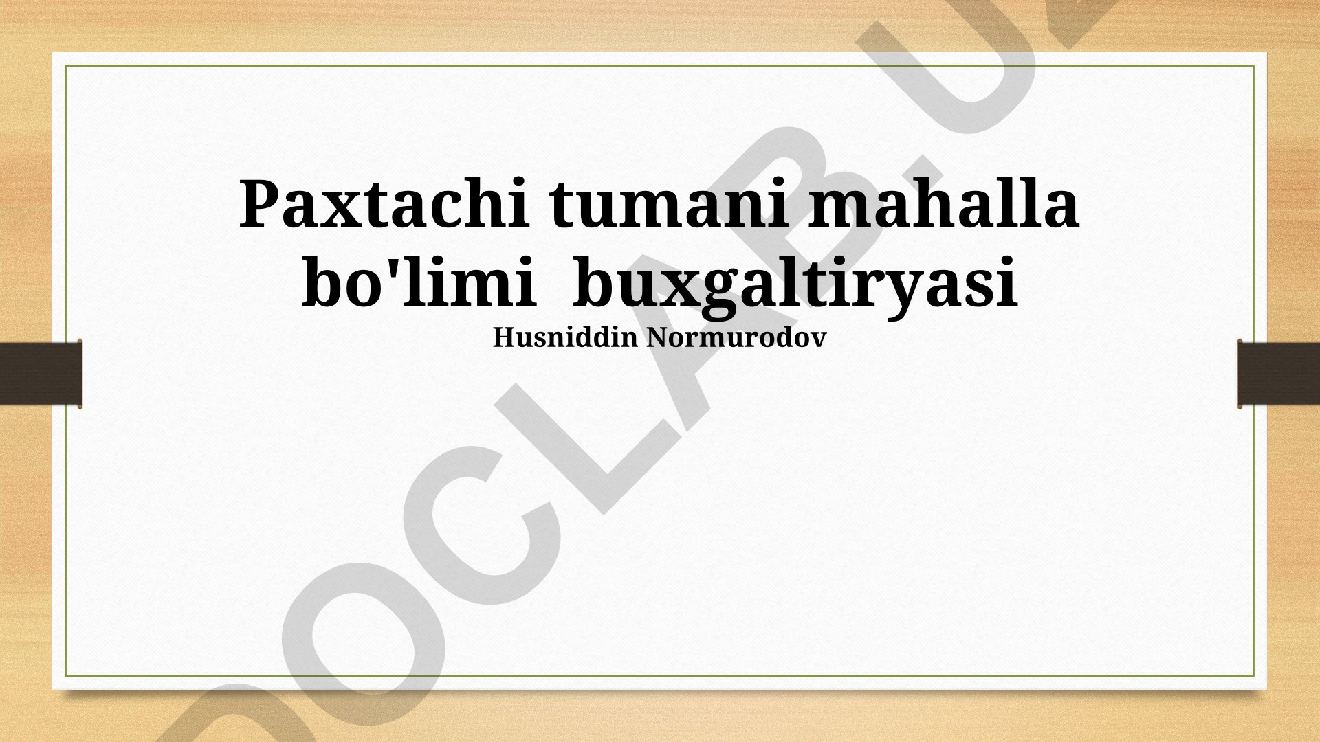 Paxtachi tumani mahalla bo'limi buxgaltiryasi moliyaviy hisobot va tahlillar