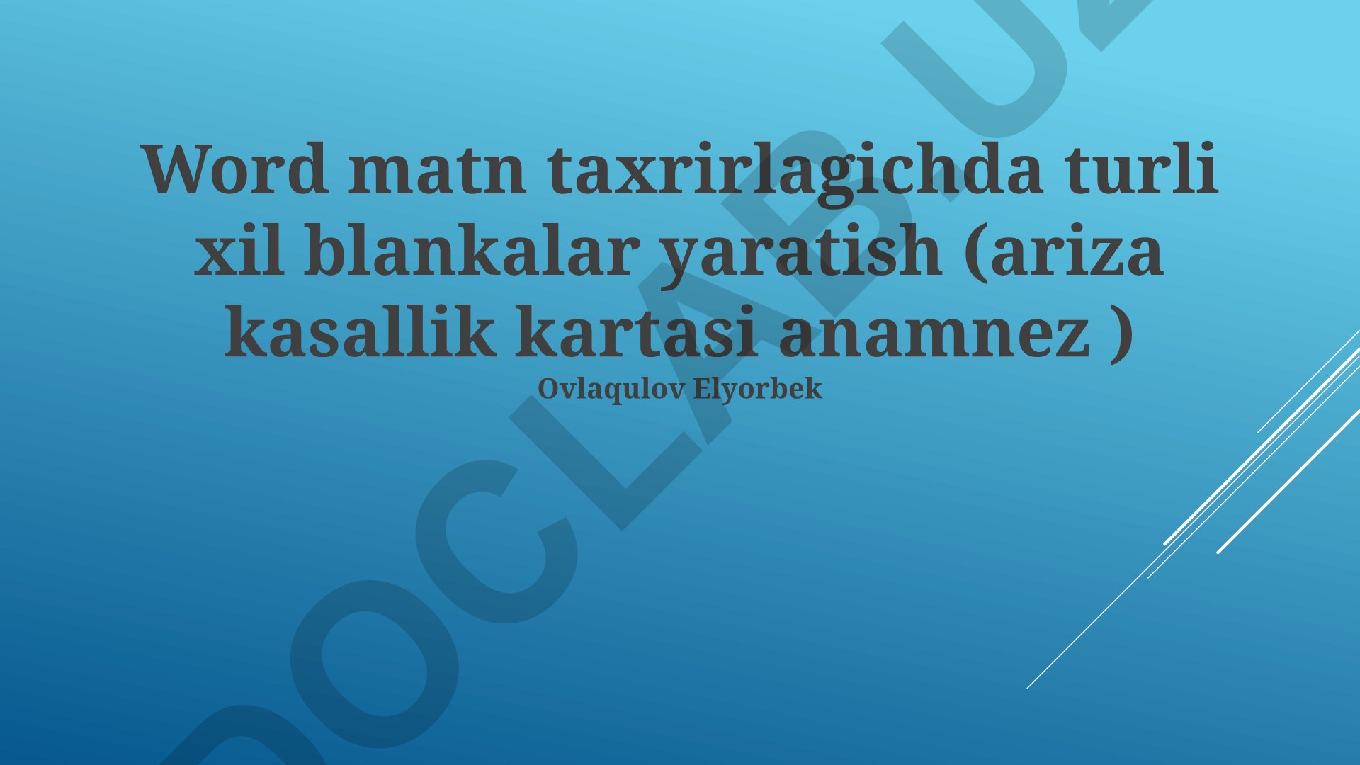 Word matn taxrirlagichda tibbiy blankalar yaratish