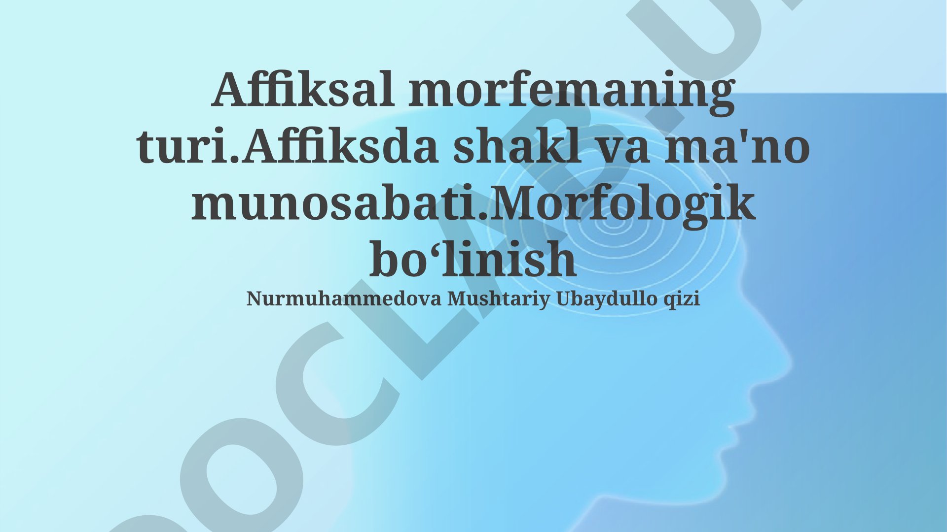 Affiksal morfemaning turlari va shakl-ma'no munosabati