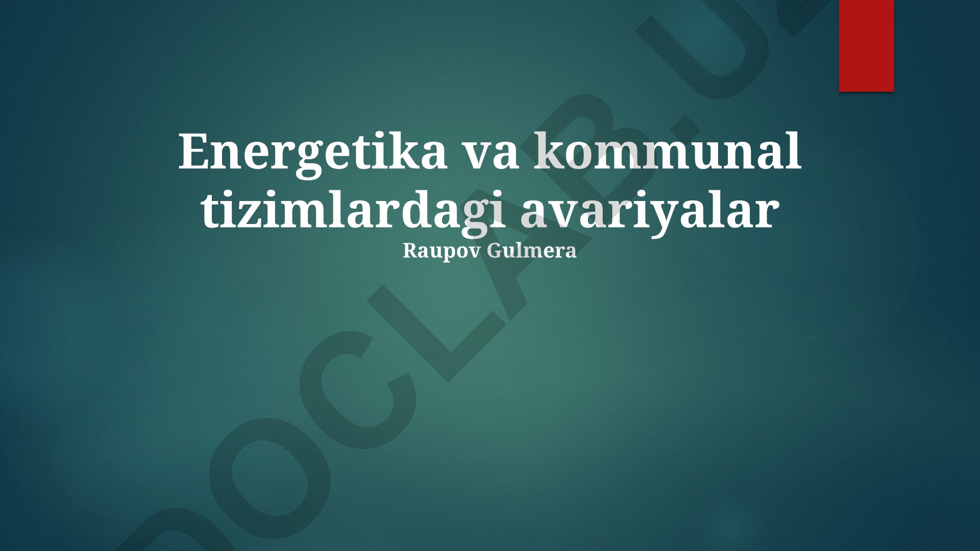Energetika va kommunal tizimlardagi avariyalar