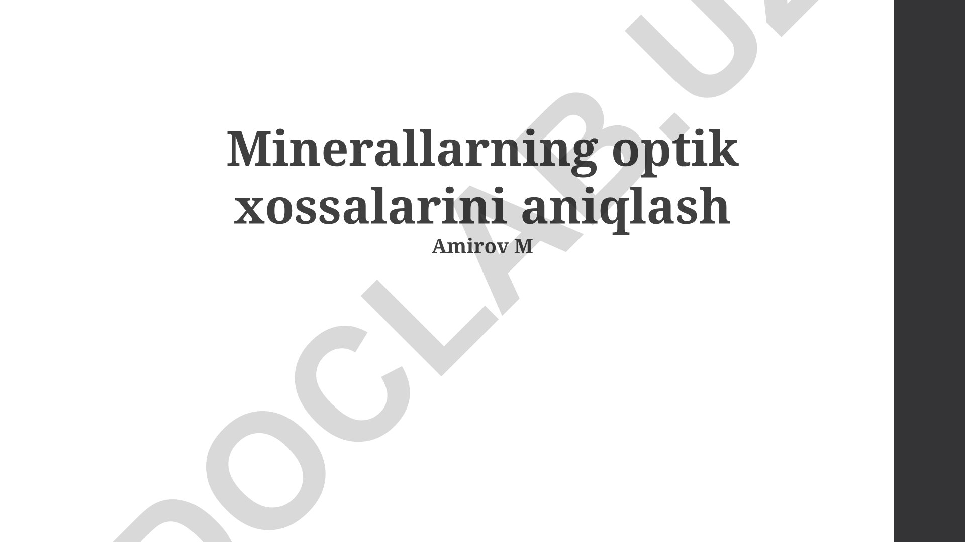 Minerallarning optik xossalari va diagnostikasi