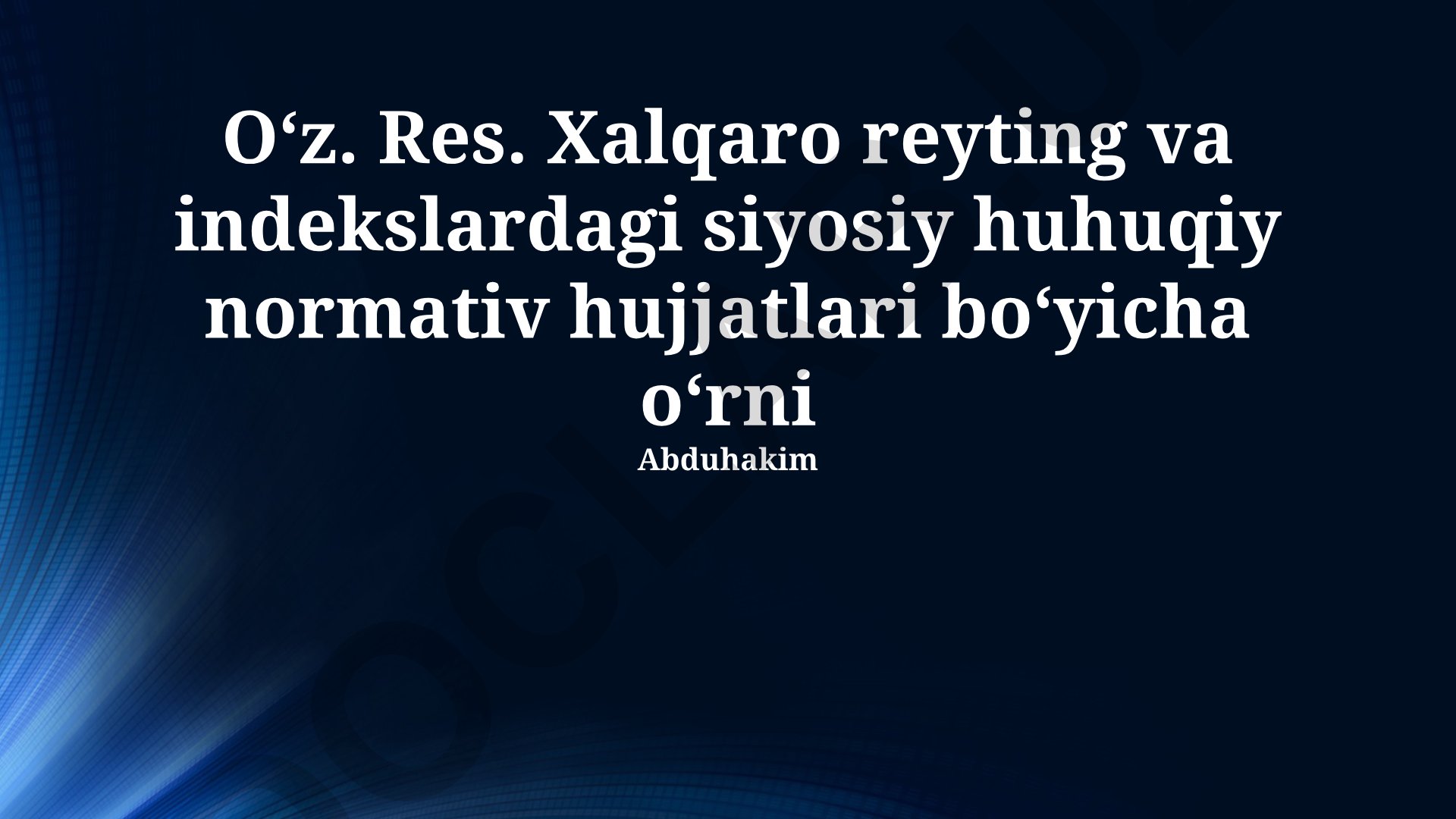 O'zbekistonning xalqaro reyting va indekslardagi o'rni
