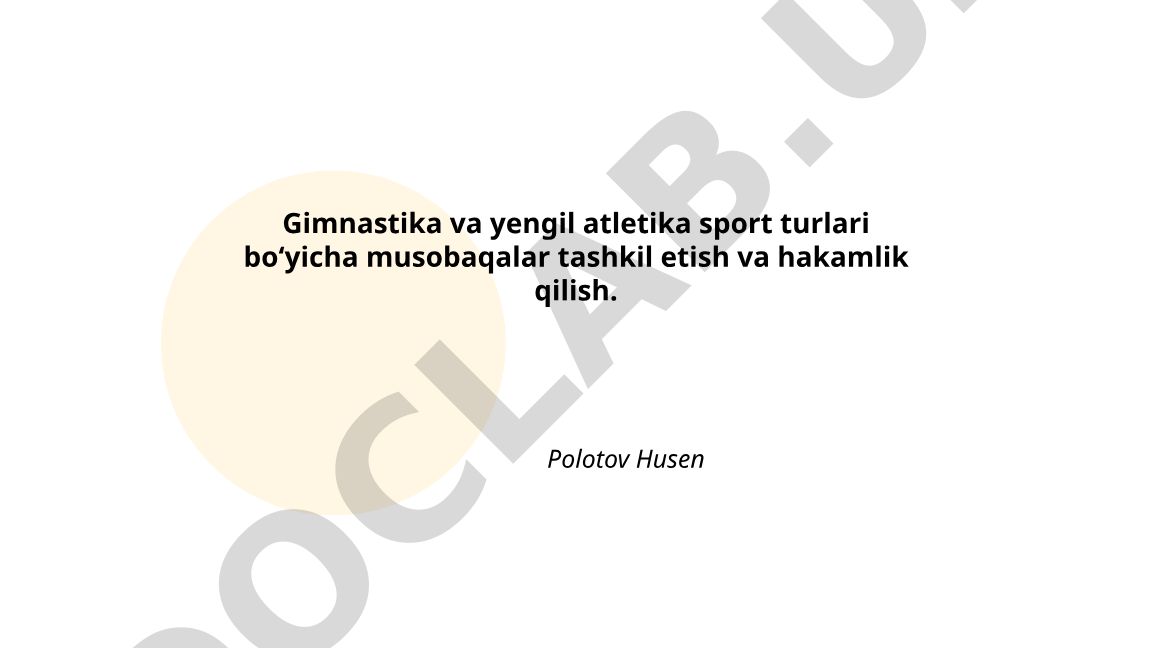 Gimnastika va yengil atletika musobaqalarini tashkil etish va hakamlik qilish