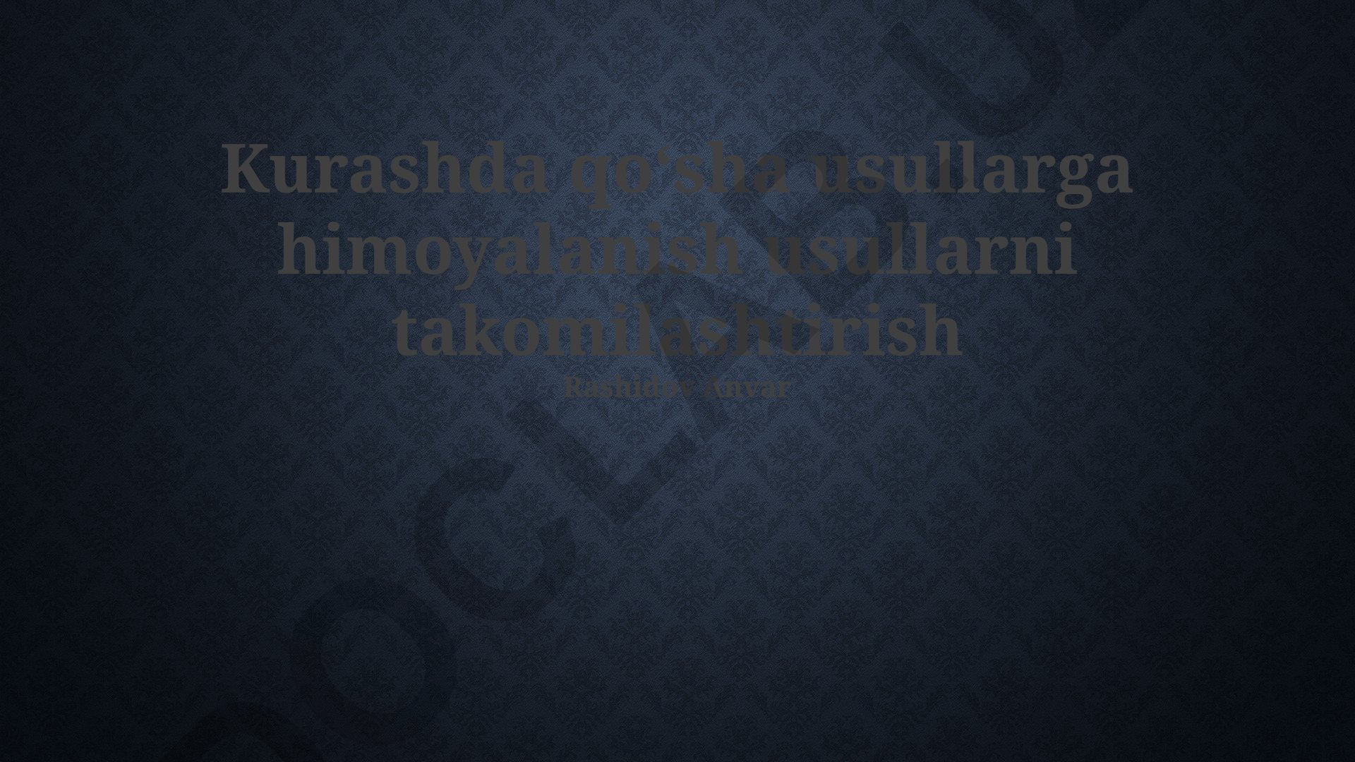 Kurashda qoʻsha usullarga himoyalanish usullarni takomilashtirish
