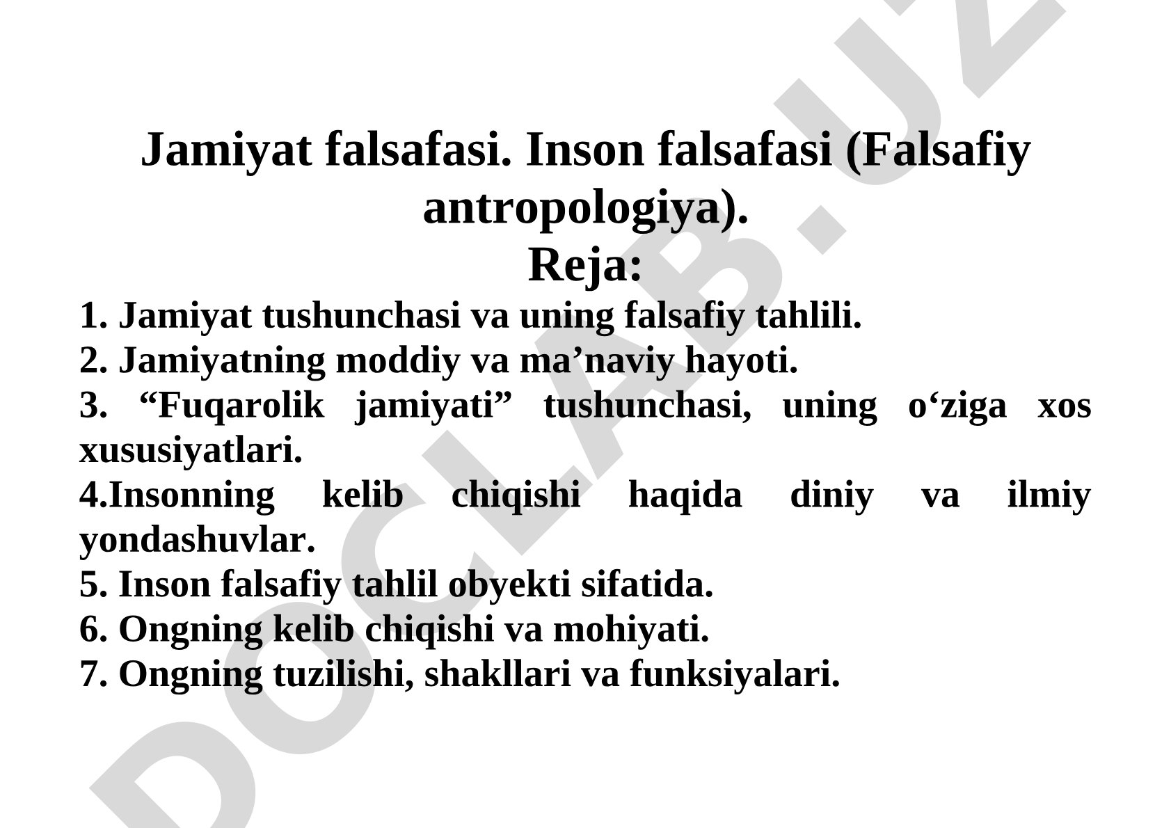 Jamiyat falsafasi. Inson falsafasi (Falsafiy antropologiya)