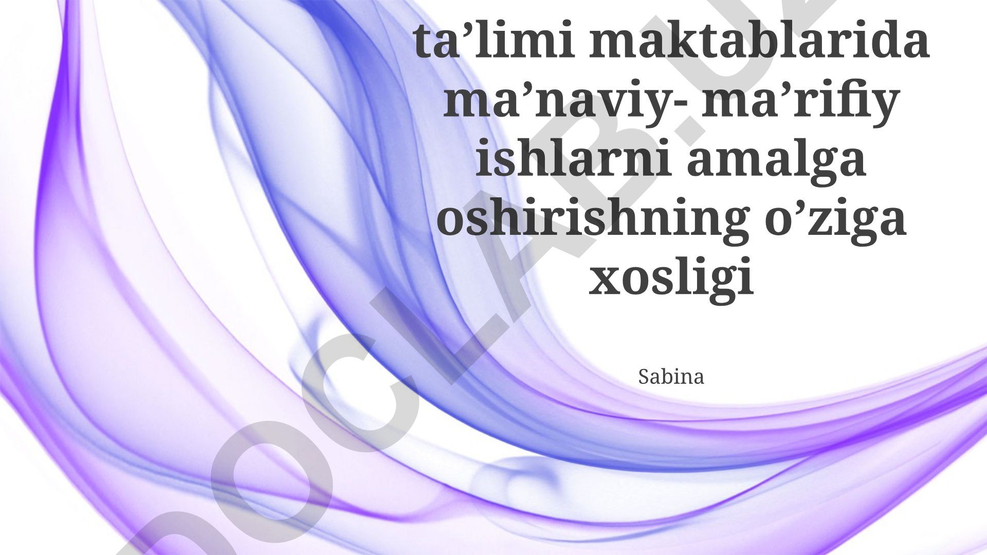 Maxsus mehnat ta'limi maktablarida ma'naviy-ma'rifiy ishlarni amalga oshirishning o'ziga xosligi