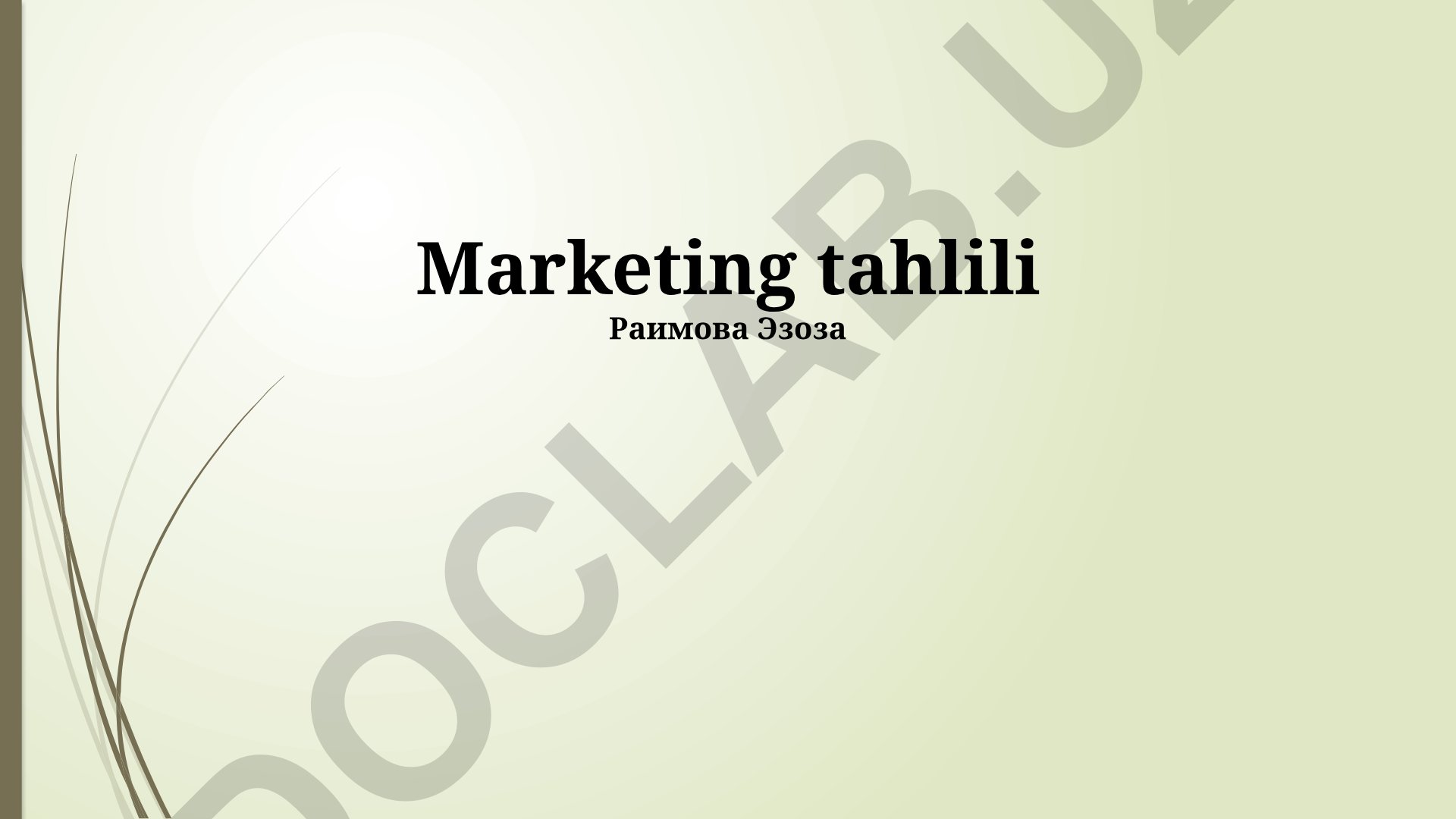 Marketing tahlili va strategiya rejalashtirish