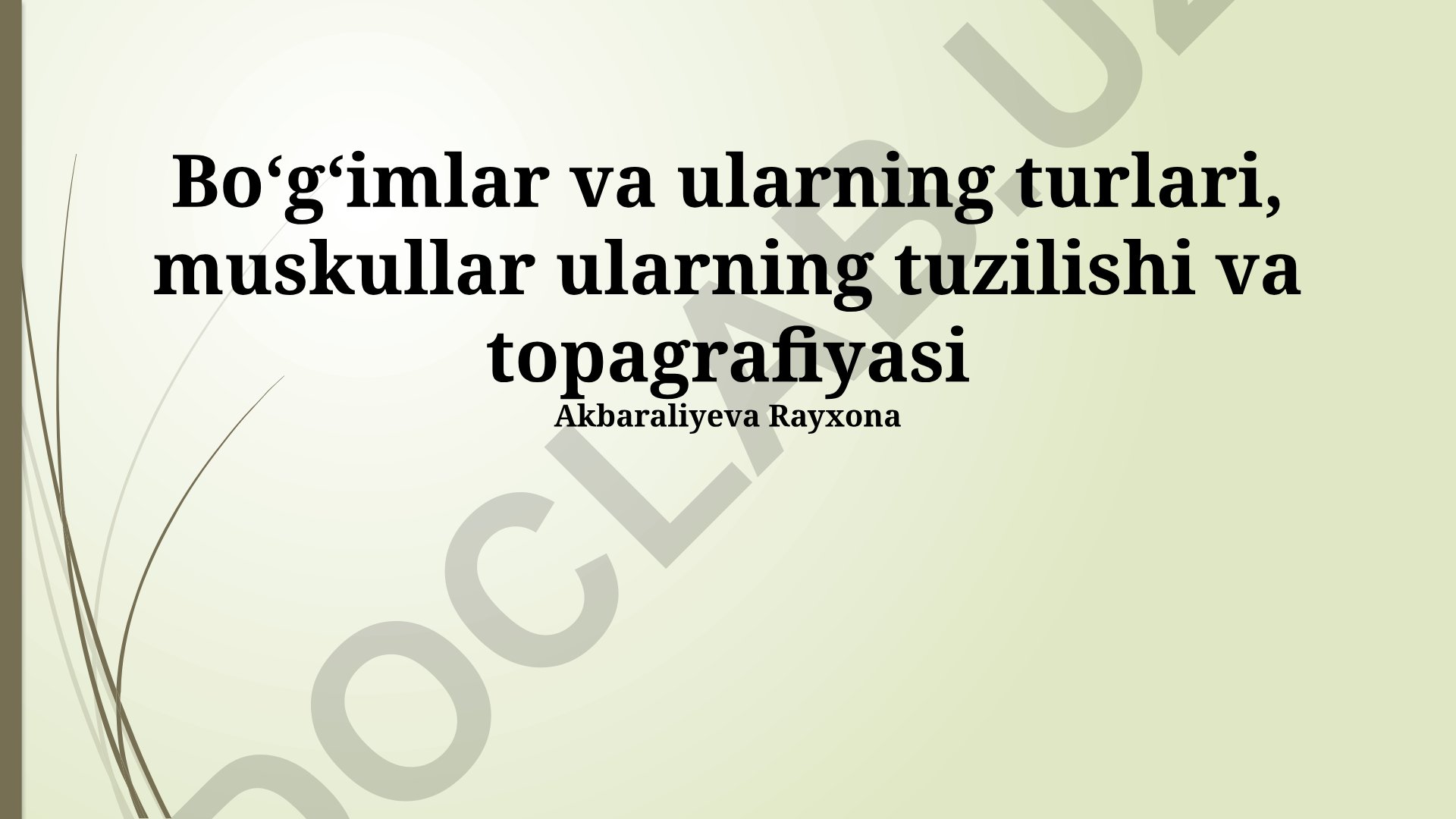 Boʻgʻimlar va mushaklar tuzilishi, turlari va topografiyasi