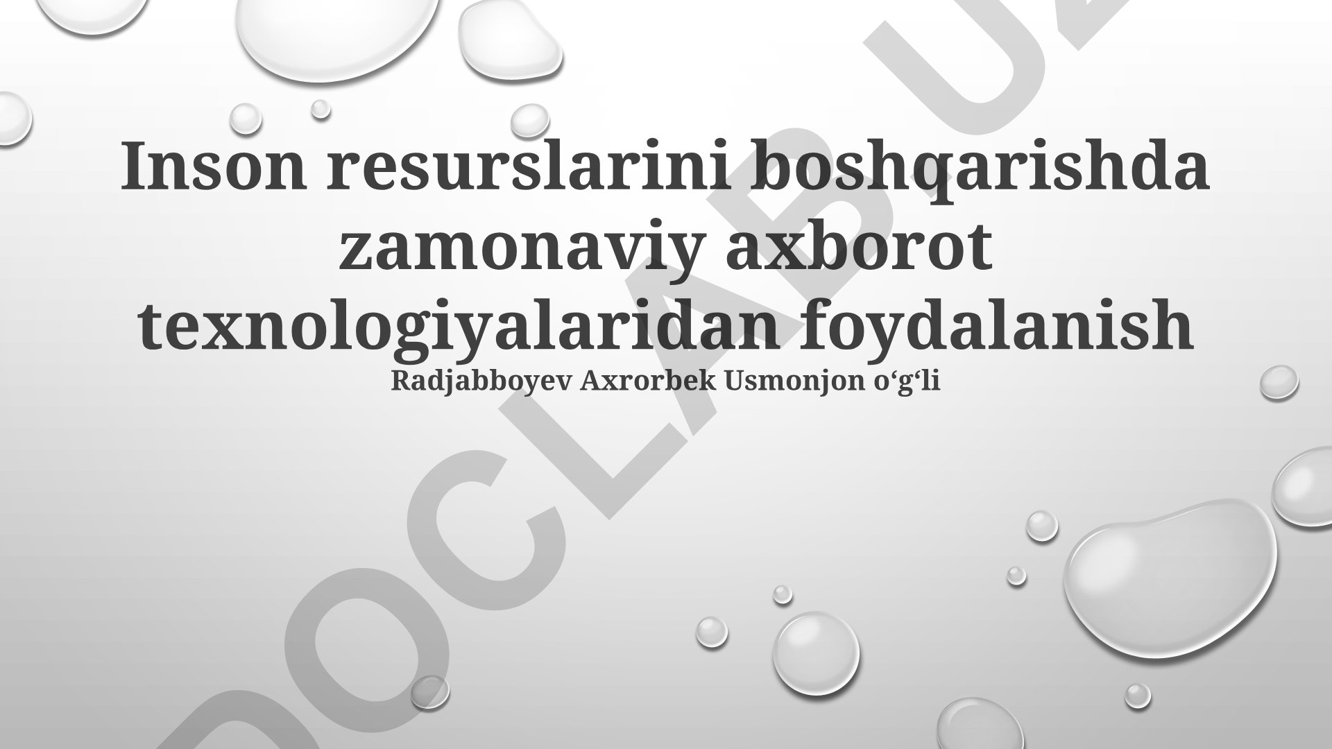 Inson resurslarini boshqarishda zamonaviy axborot texnologiyalaridan foydalanish