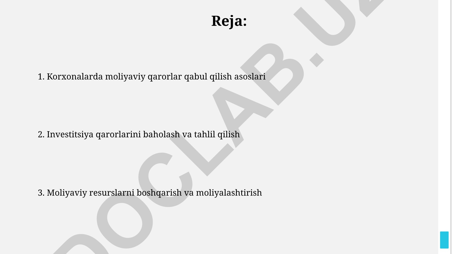 Korxonalarda moliyaviy qarorlar qabul qilish asoslari