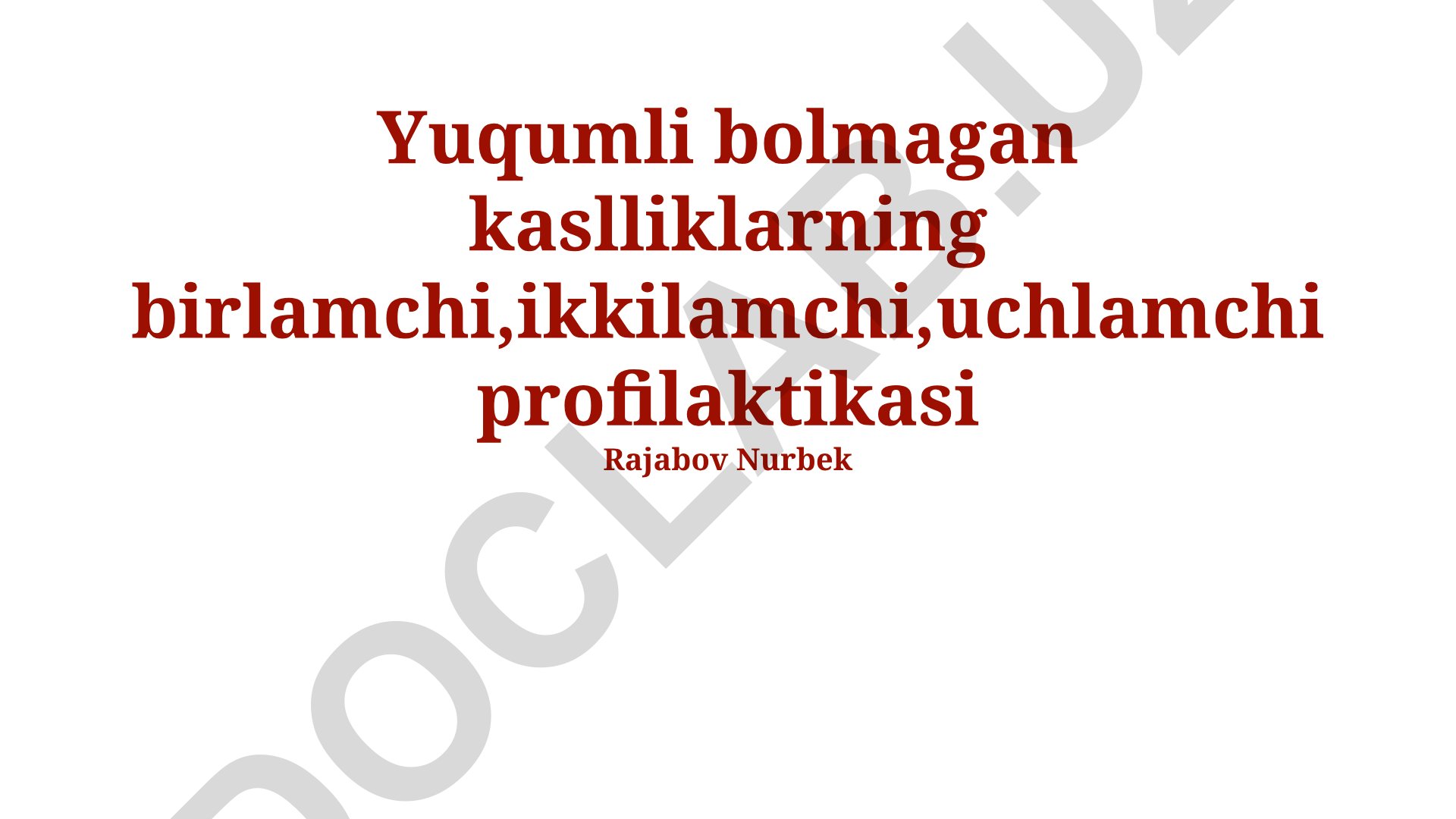 Yuqumsiz kasalliklarning profilaktikasi va reabilitatsiyasi
