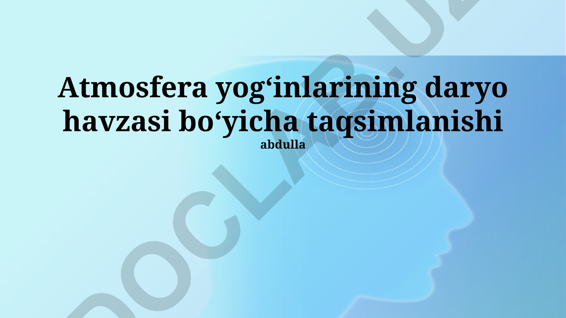 Atmosfera yogʻinlarining daryo havzasi boʻyicha taqsimlanishi