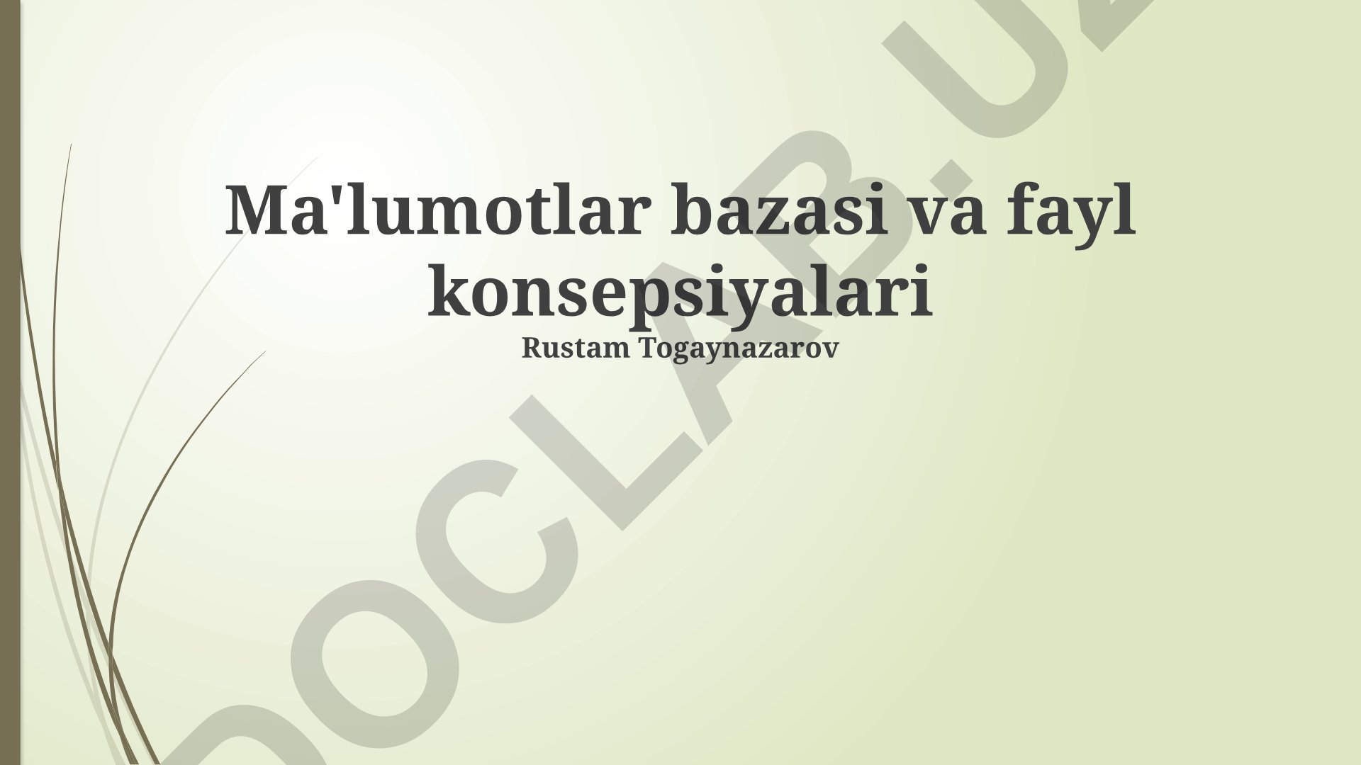 Ma'lumotlar bazasi va fayl konsepsiyalari