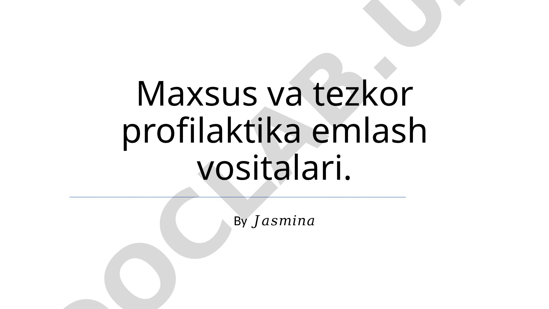 Maxsus va tezkor profilaktika emlash vositalari