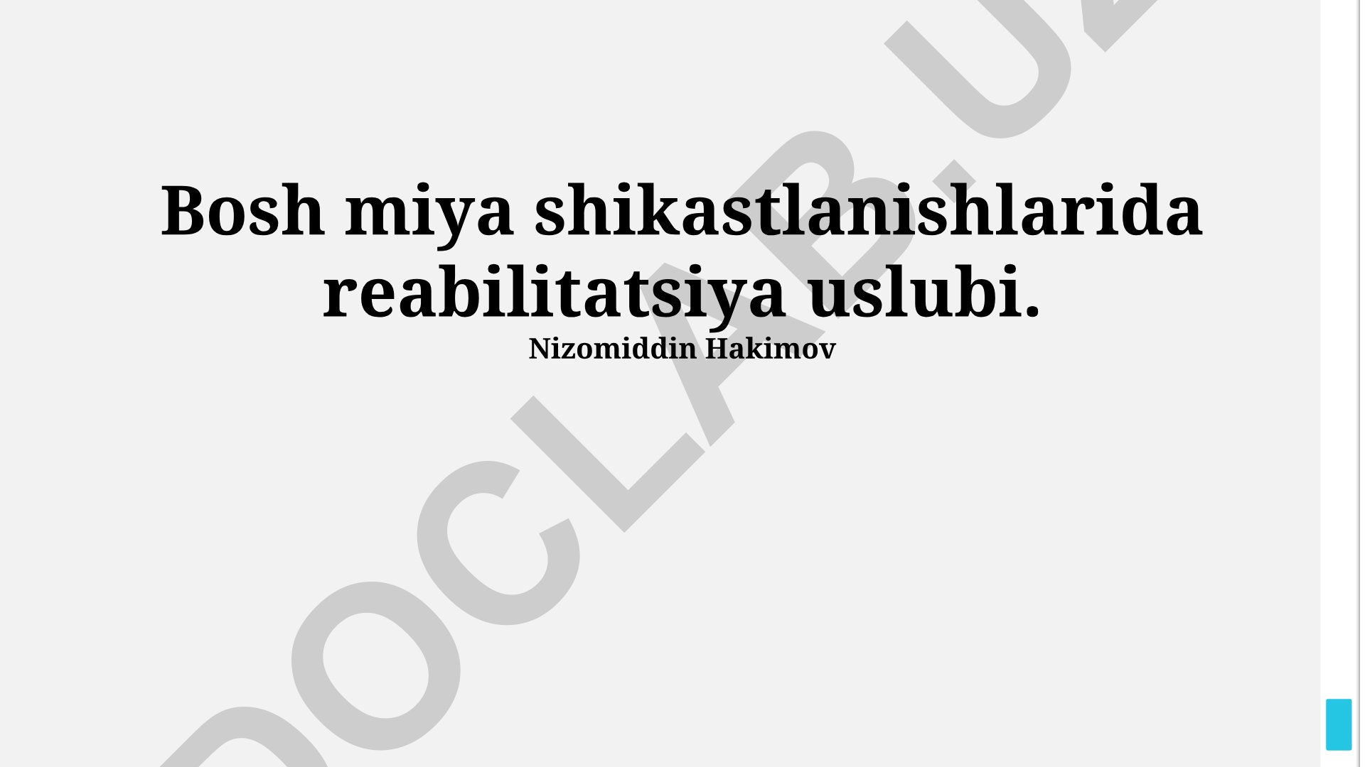 Bosh miya shikastlanishlarida reabilitatsiya uslubi