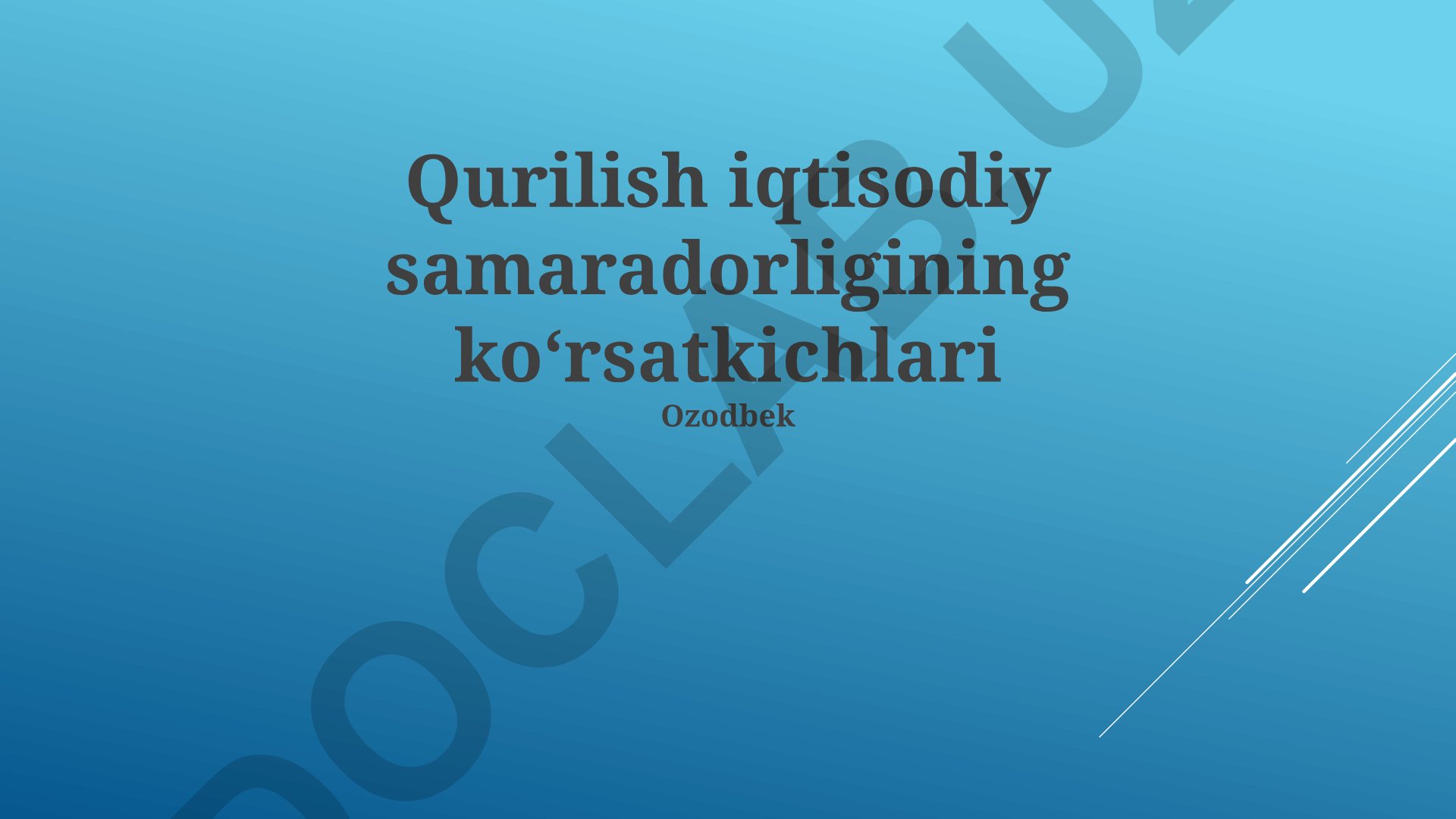 Qurilish iqtisodiy samaradorligining koʻrsatkichlari va baholash usullari