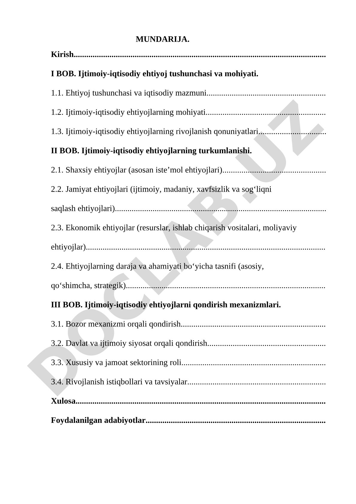 Ijtimoiy-iqtisodiy ehtiyoj tushunchasi va mohiyati