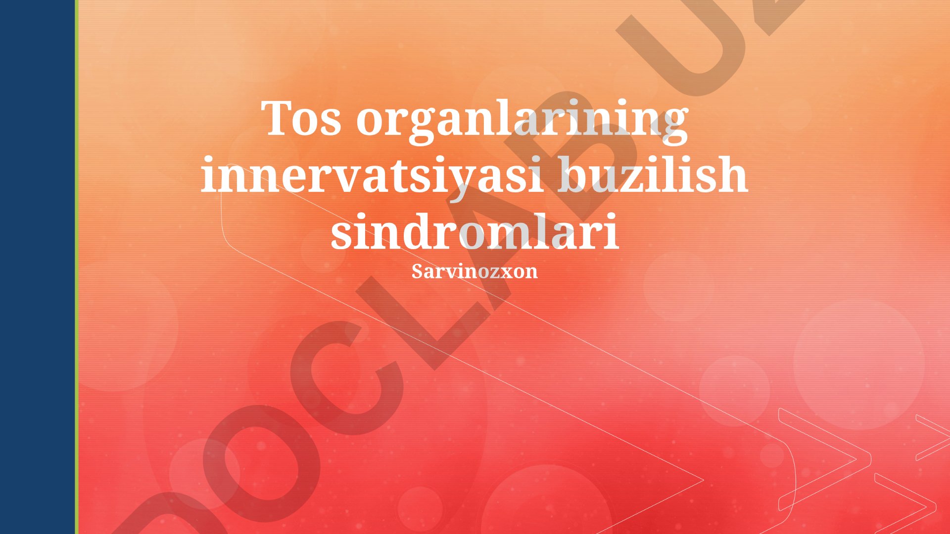 Tos organlarining innervatsiyasi buzilish sindromlari