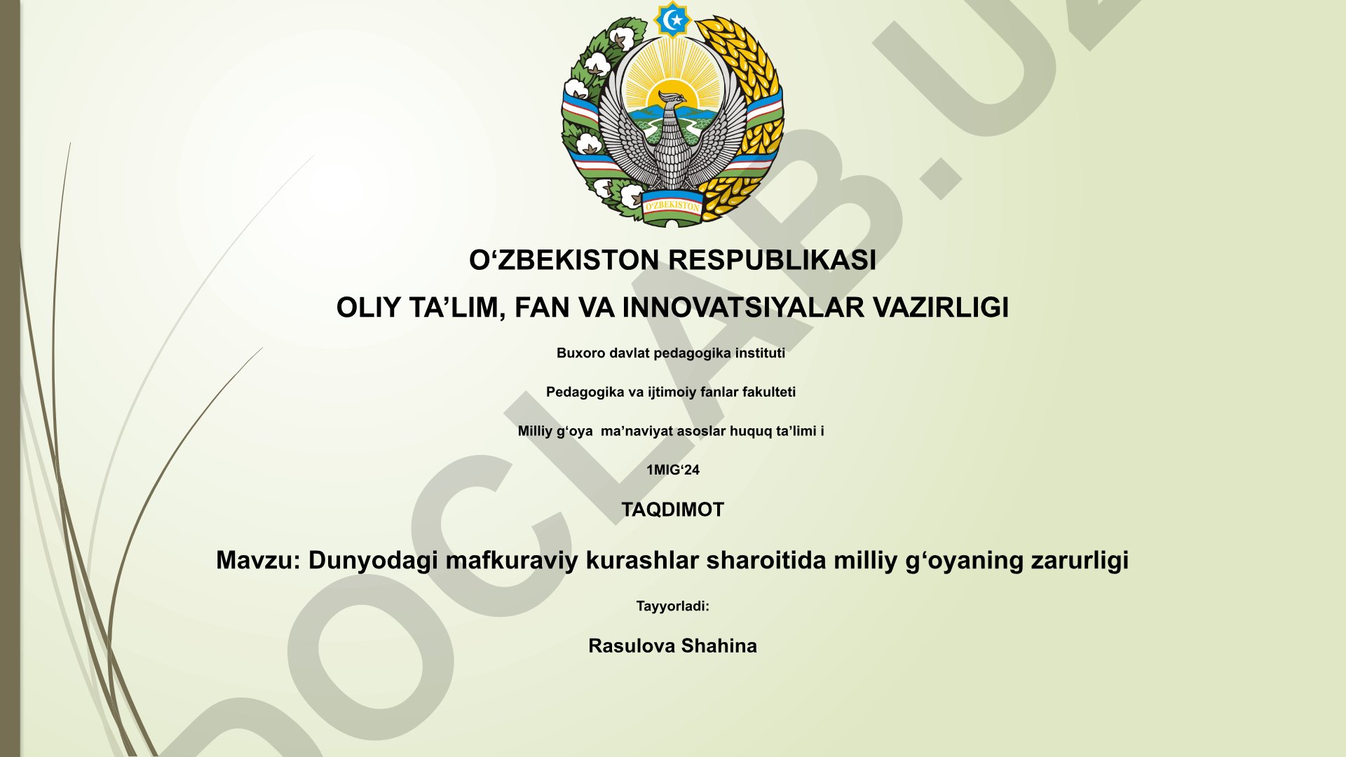 Dunyodagi mafkuraviy kurashlar sharoitida milliy gʻoyaning zarurligi