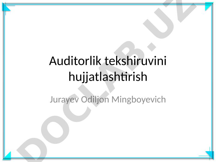 Auditorlik tekshiruvini hujjatlashtirish