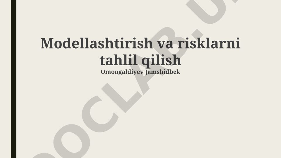 Modellashtirish va risklarni tahlil qilish