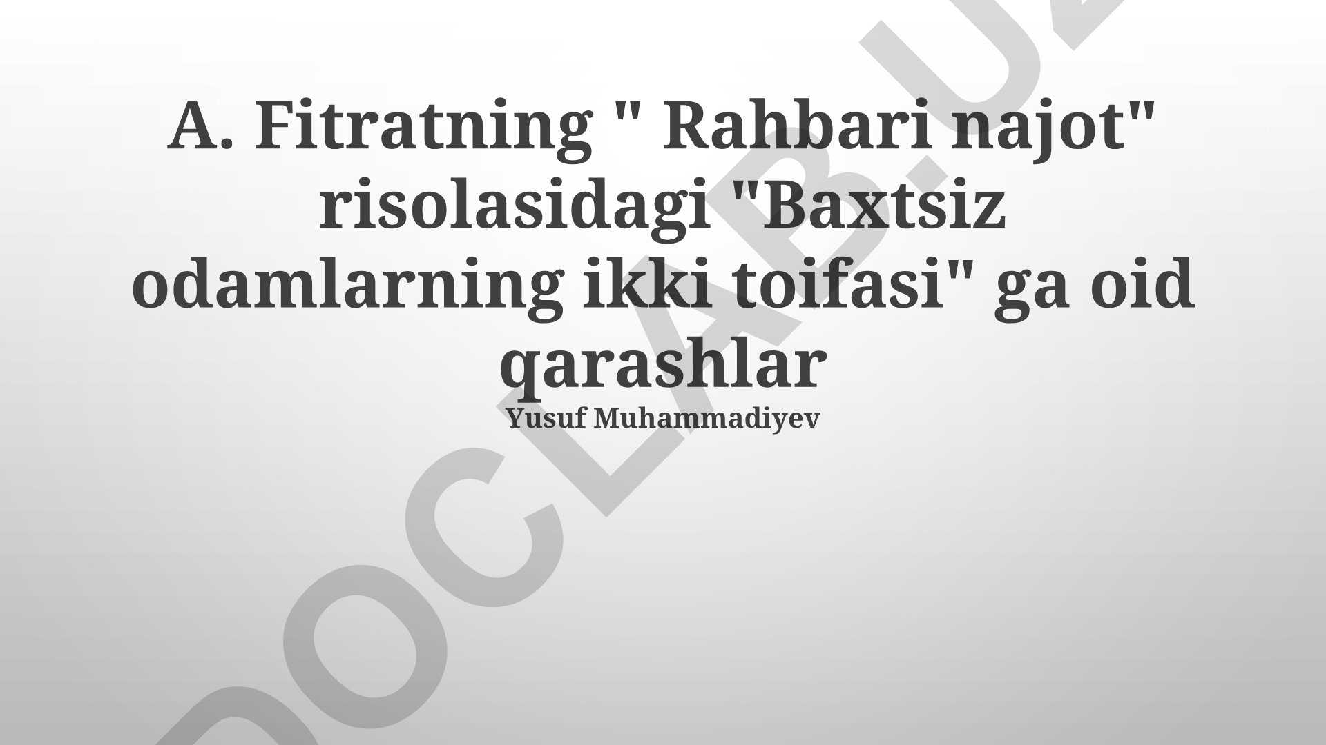 Fitratning 'Rahbari Najot' asarida baxtsizlarning ikki toifasi
