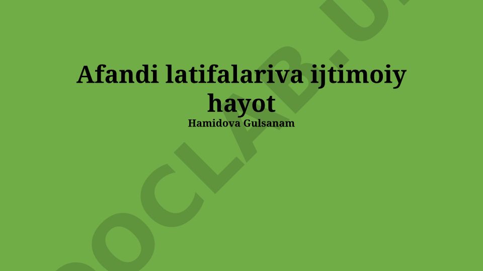 Afandi latifalari va ijtimoiy hayot