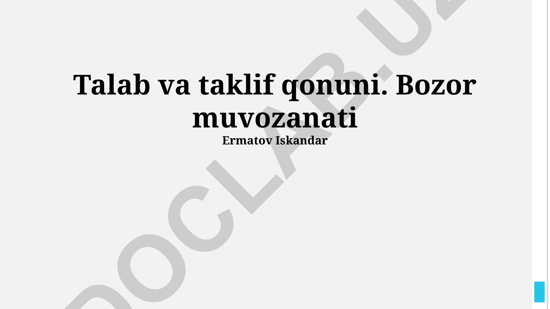 Talab va taklif qonuni va bozor muvozanati