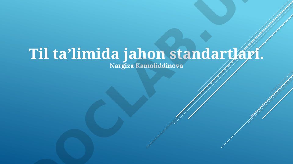 Til ta'limida jahon standartlari