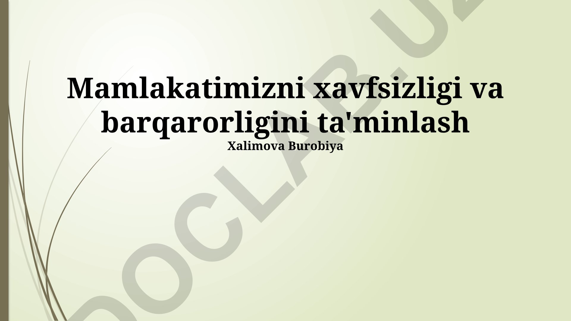 Mamlakatimizni xavfsizligi va barqarorligini ta'minlash