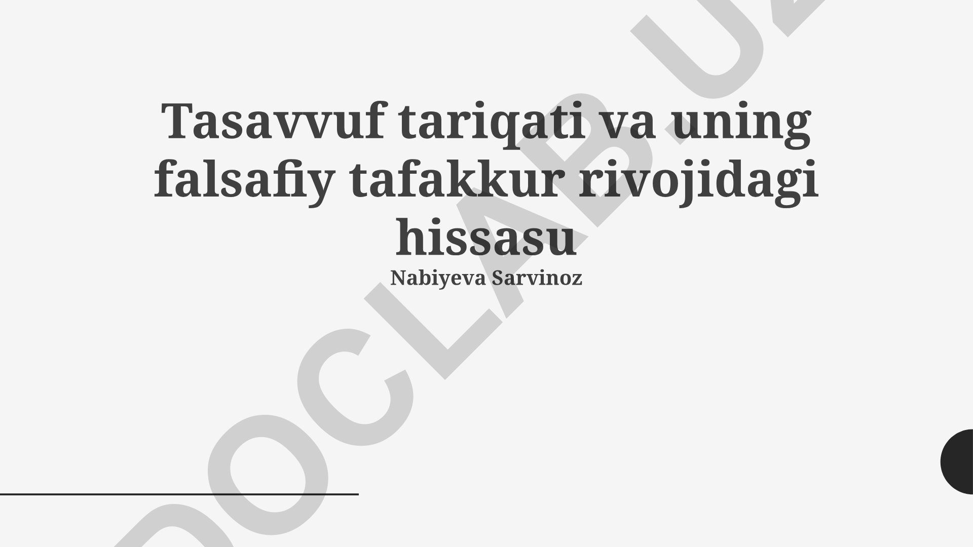 Tasavvuf tariqati va uning falsafiy tafakkur rivojidagi hissasi