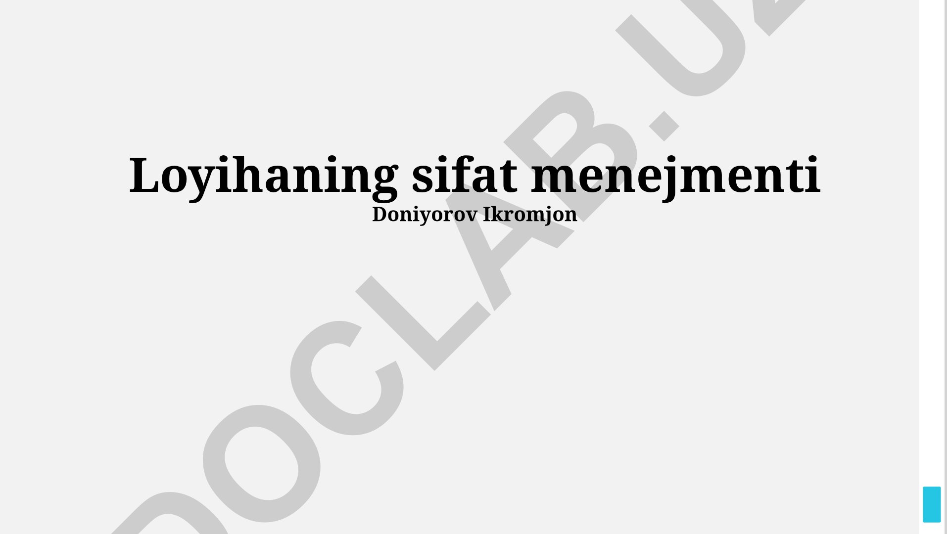 Loyihaning sifat menejmenti