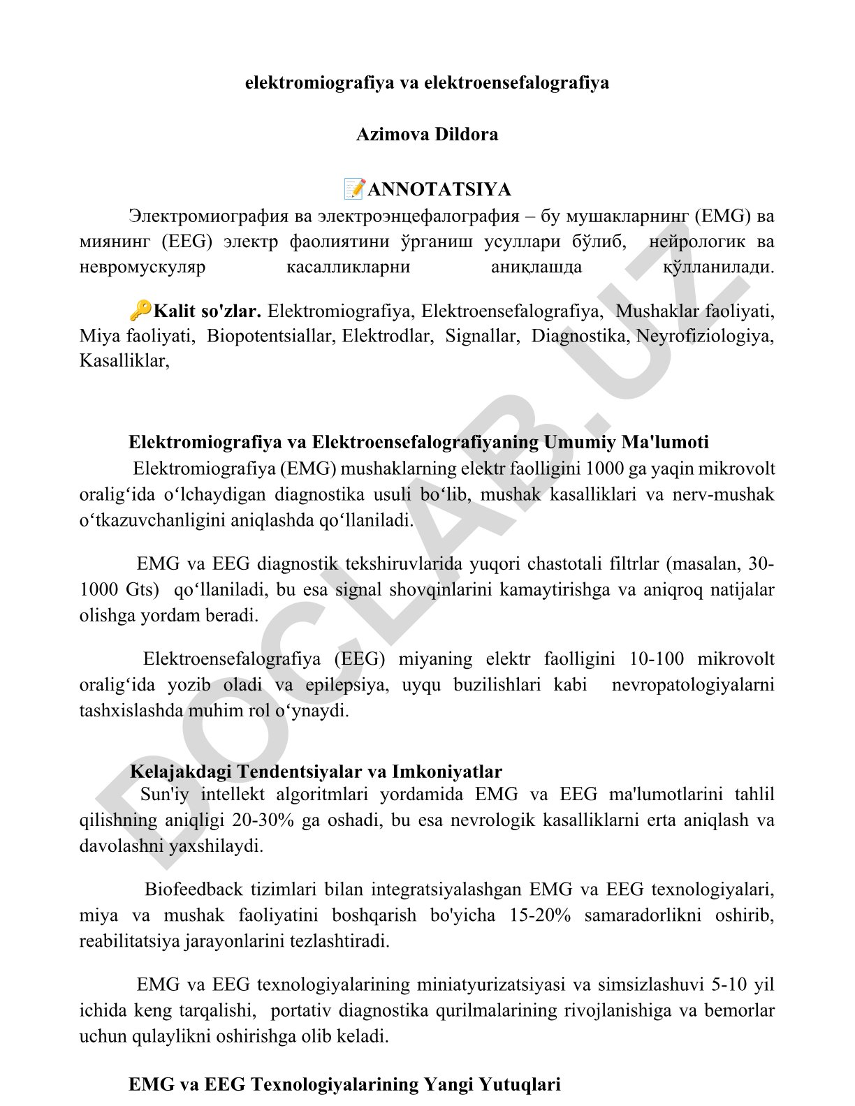 Elektromiografiya va elektroensefalografiya