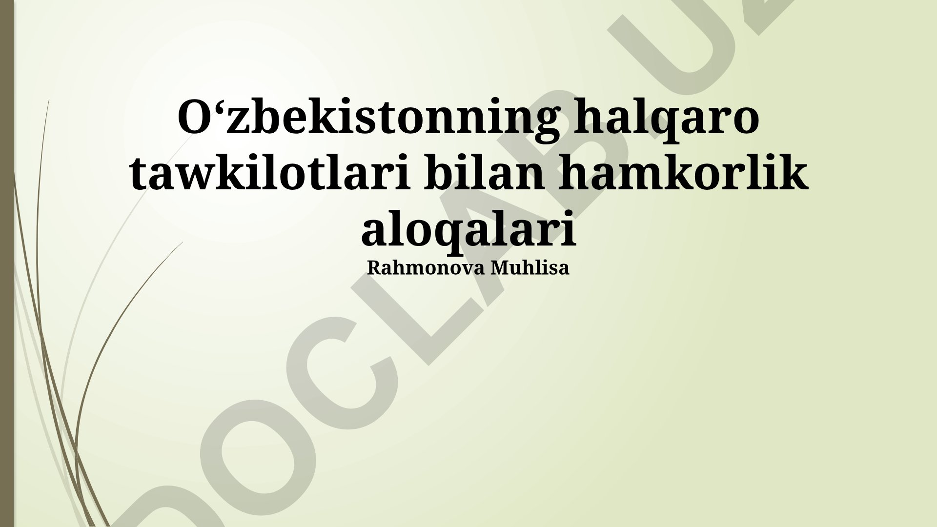 Oʻzbekistonning xalqaro tashkilotlar bilan hamkorlik aloqalari