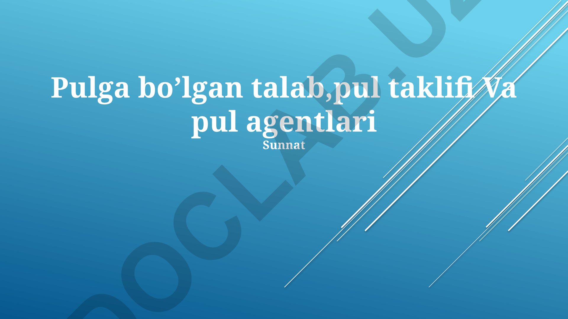 Pulga bo'lgan talab, pul taklifi va pul agentlari