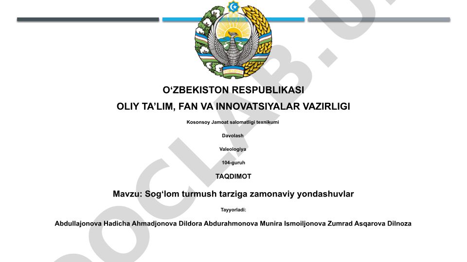 Sogʻlom turmush tarziga zamonaviy yondashuvlar