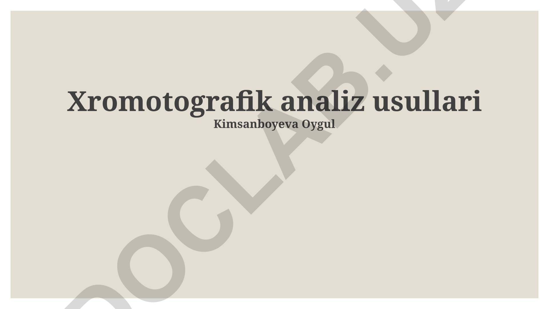 Xromatografik analiz usullari va xavfsizlik choralari