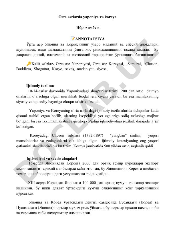 O'rta asr Yaponiyasi va Koreyasining madaniy va siyosiy aloqalari