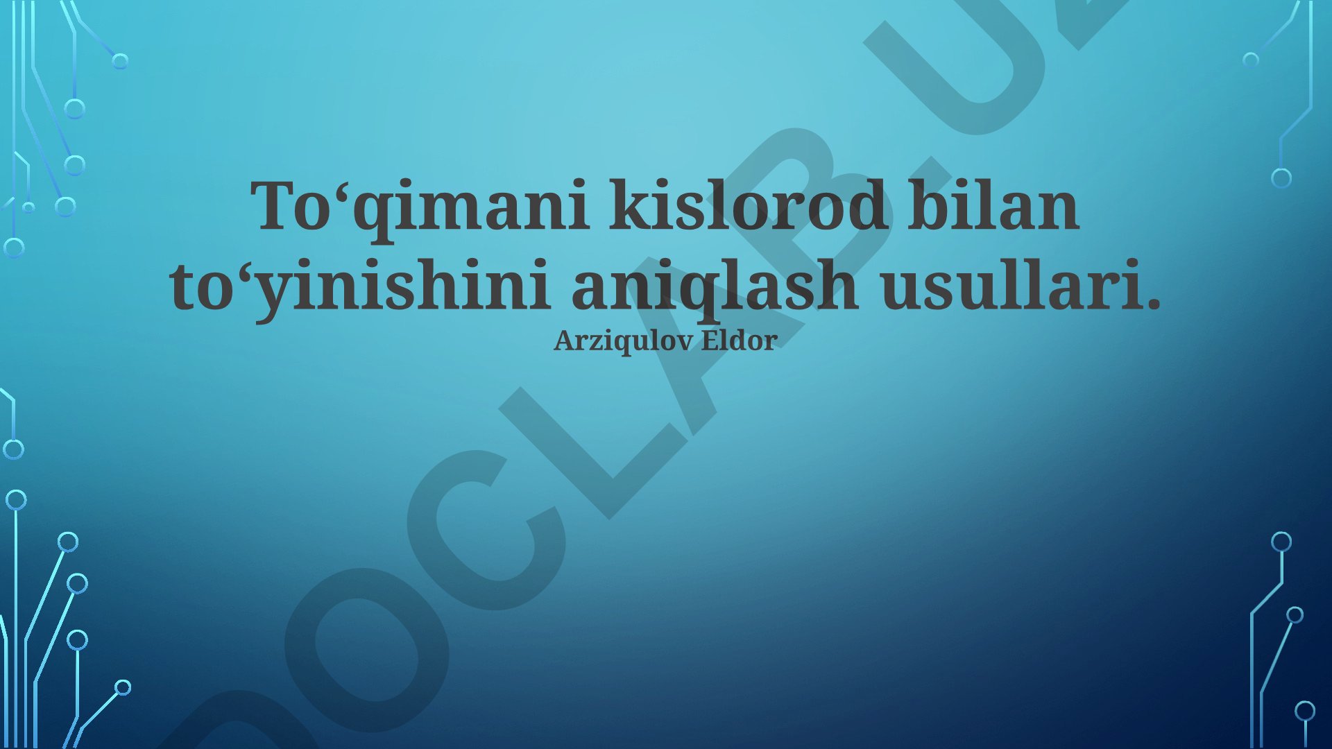 To'qimani kislorod bilan to'yinishini aniqlash usullari